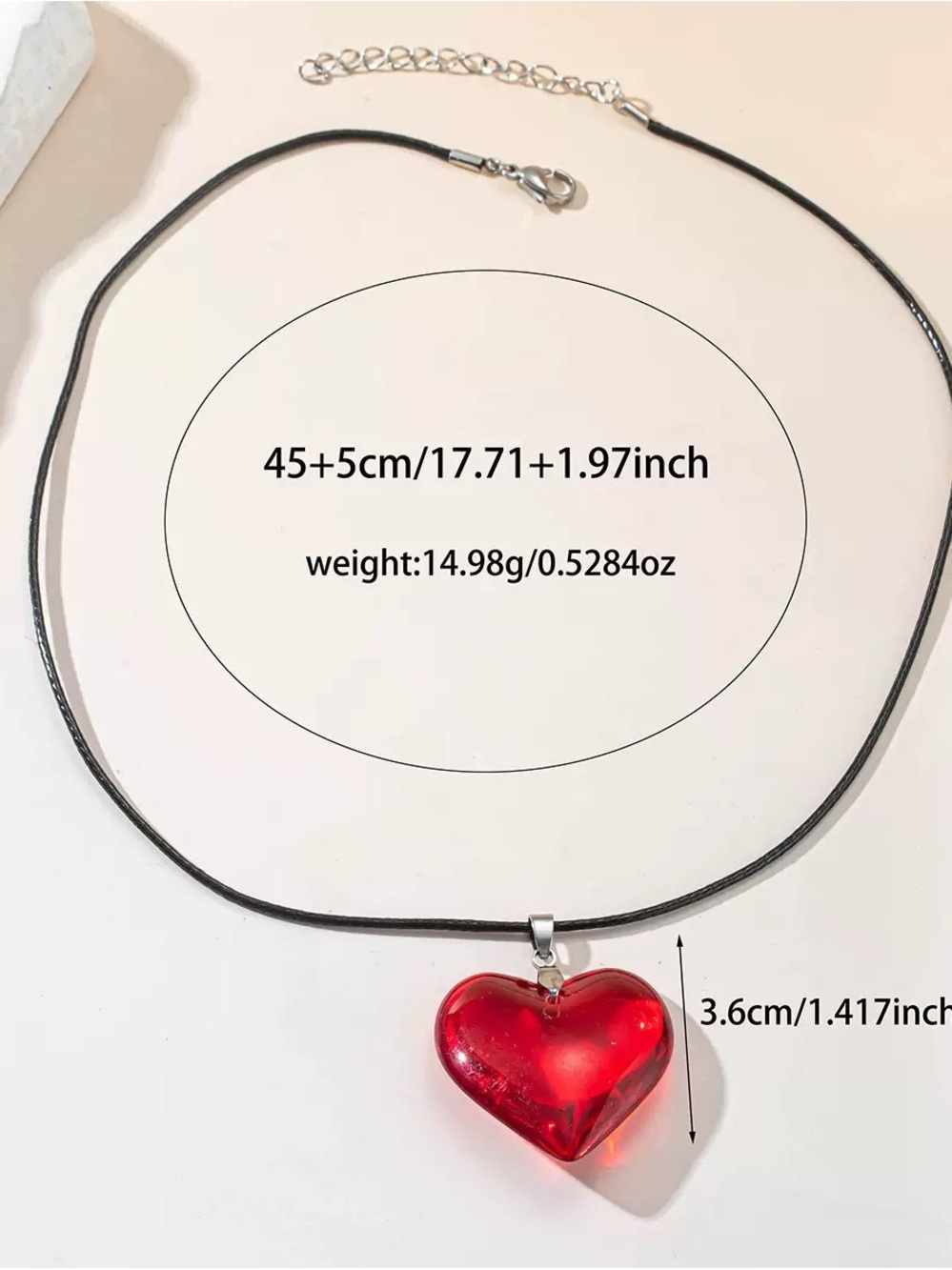 Anthropologie Red Heart Pendant Necklace with Black Cord